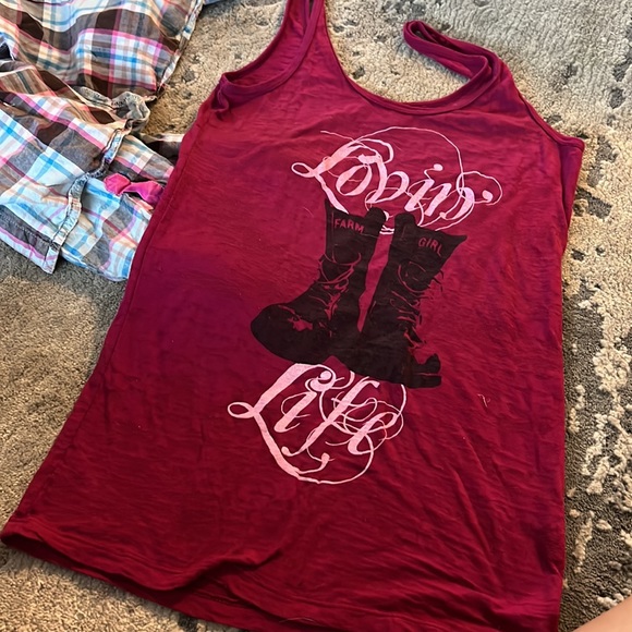 Womens size medium plaid shirt and tank cowgirl up! - Picture 4 of 6